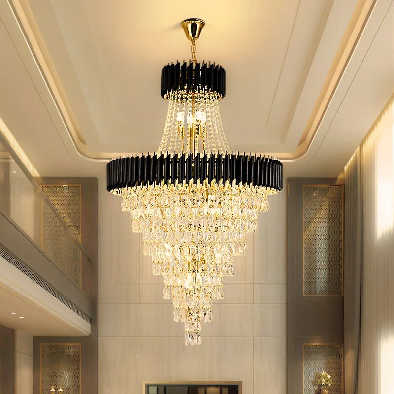 Ethrea Luxurious Gold/Black Crystal Chandelier For Living Room