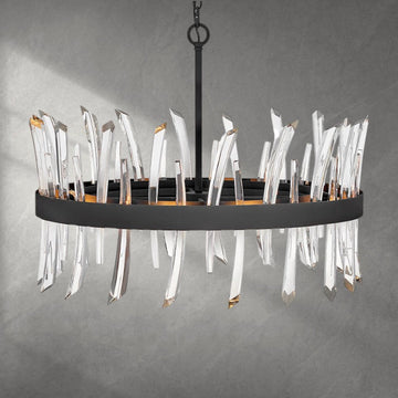 Revel 8 - Light Unique Wagon Wheel Chandelier with Crystal Accents