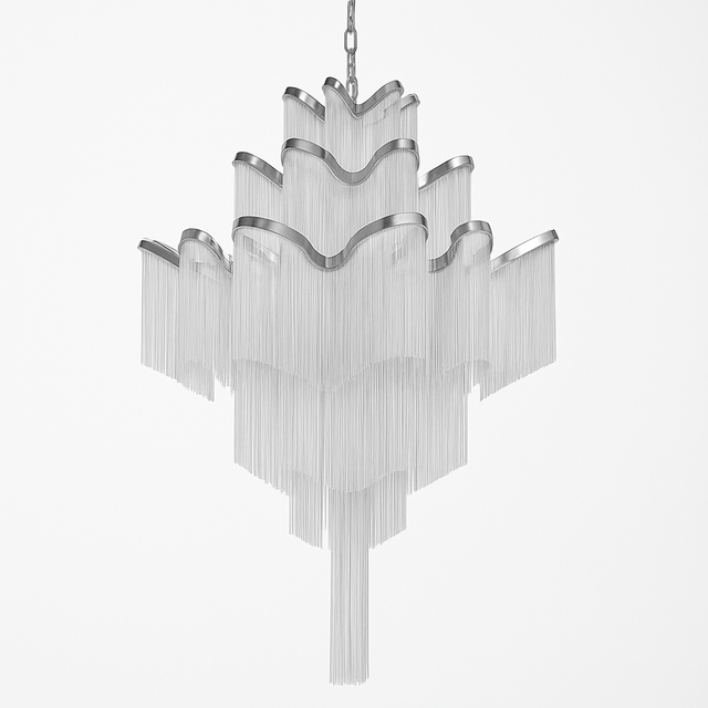 Post-Modern Extra Large Stainless Steel Long Tassel Chandelier for Large Living Room / Staircase / Villa / Duplexes