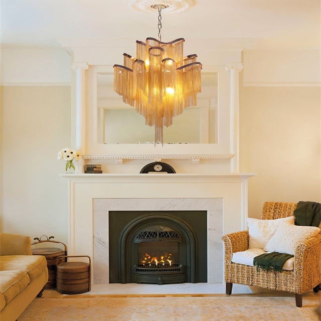 Post-Modern Extra Large Stainless Steel Long Tassel Chandelier for Large Living Room / Staircase / Villa / Duplexes