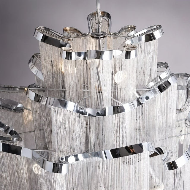 Post-Modern Extra Large Stainless Steel Long Tassel Chandelier for Large Living Room / Staircase / Villa / Duplexes
