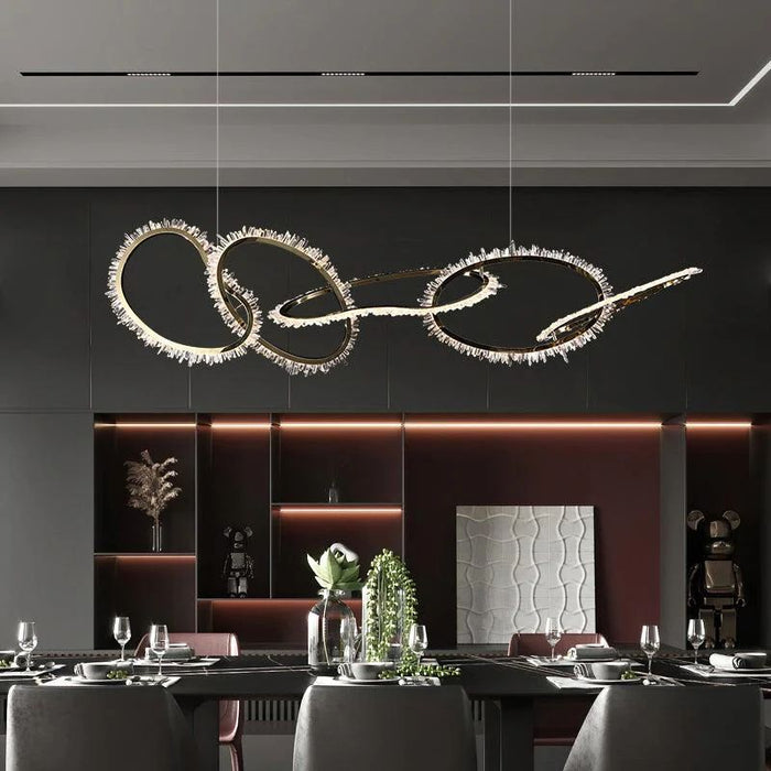 Rose Rock Crystal Chandelier Irregular Round Lamp Fixtures