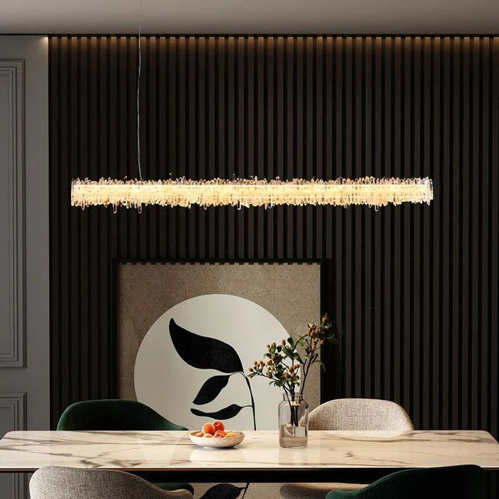 Rose Rock Crystal Chandelier Modern Linear Chandelier