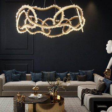Rose Rock Crystal Multi-ring Chandelier Modern Chandelier Restaurant