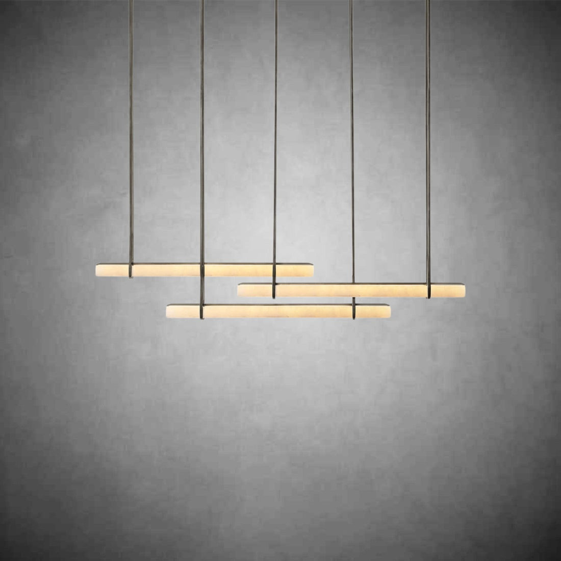 Audubom Alabaster Triple Bar Linear Chandelier