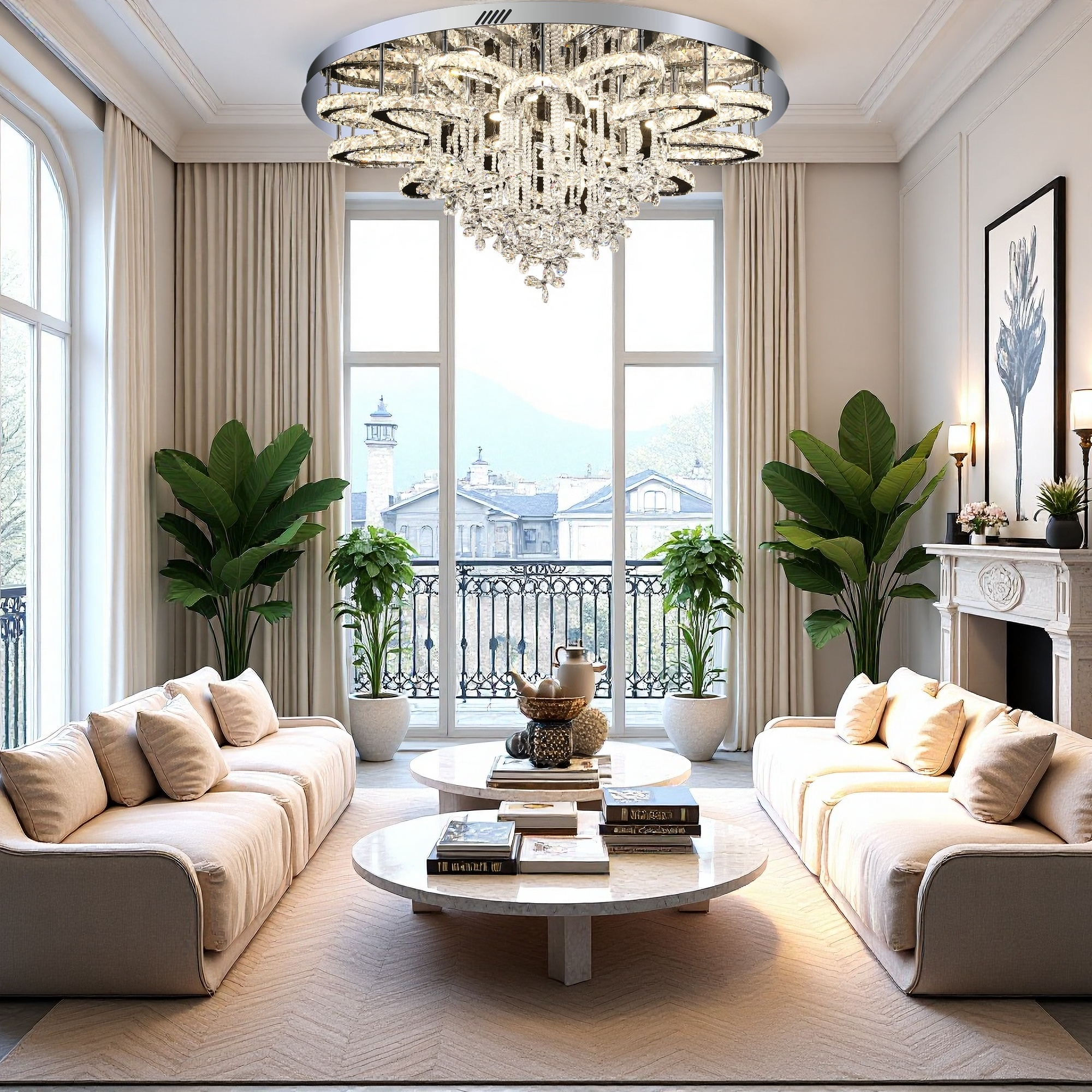 W32 inch crystal flower chandelier modern