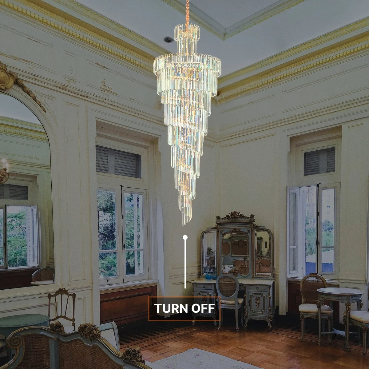 Large Villa Entrance Gold Crystal Lighting Fixtures
