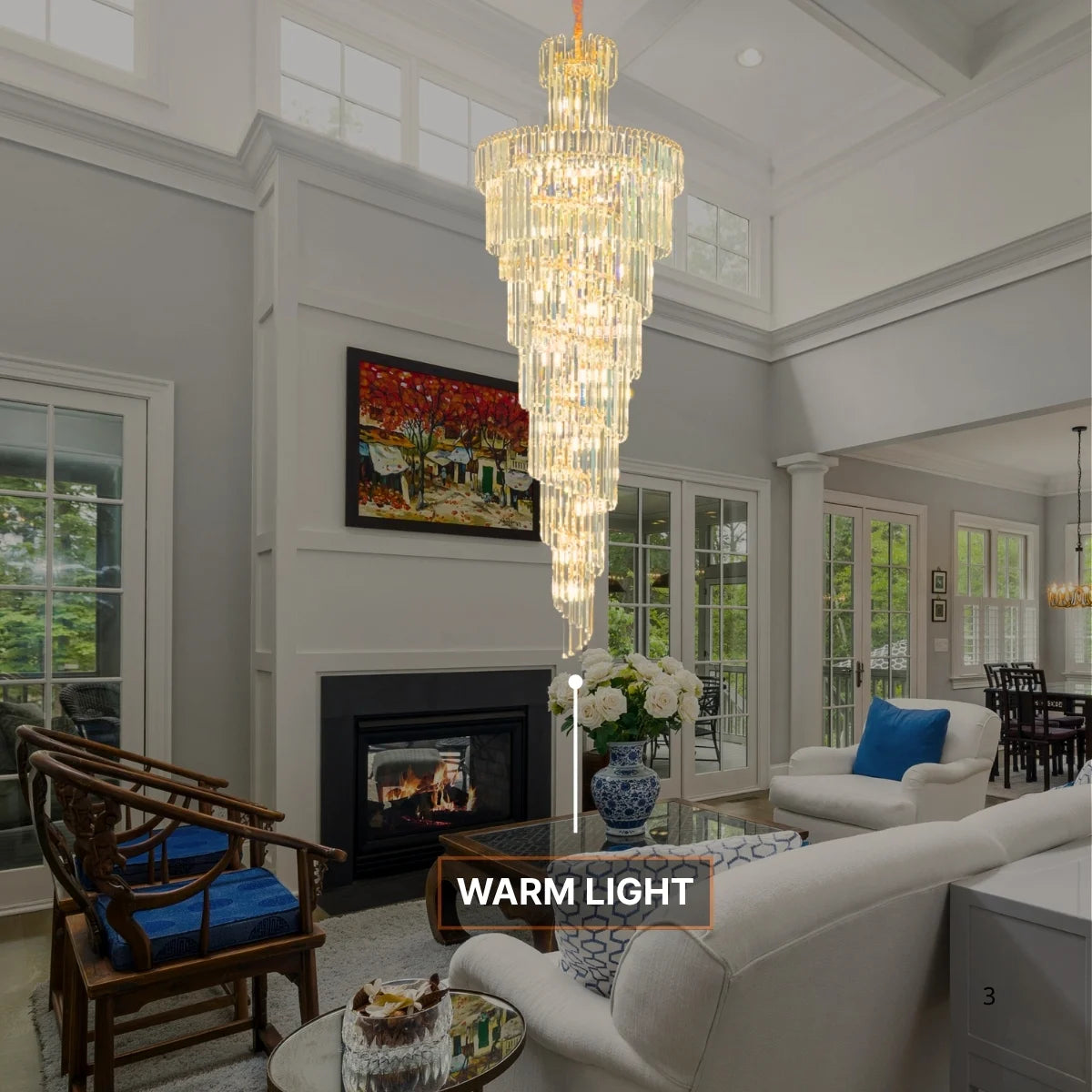 Large Villa Entrance Gold Crystal Lighting Fixtures