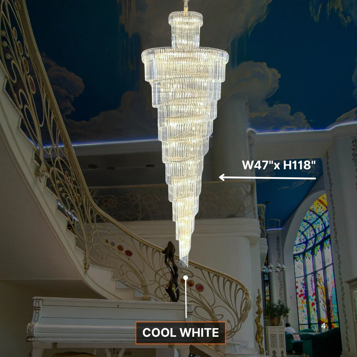 Large Villa Entrance Gold Crystal Lighting Fixtures