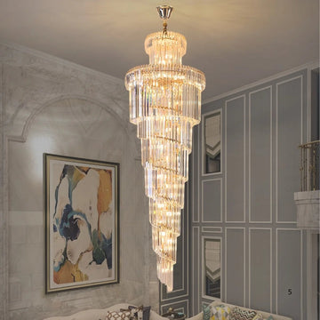 Large Villa Entrance Gold Crystal Lighting Fixtures