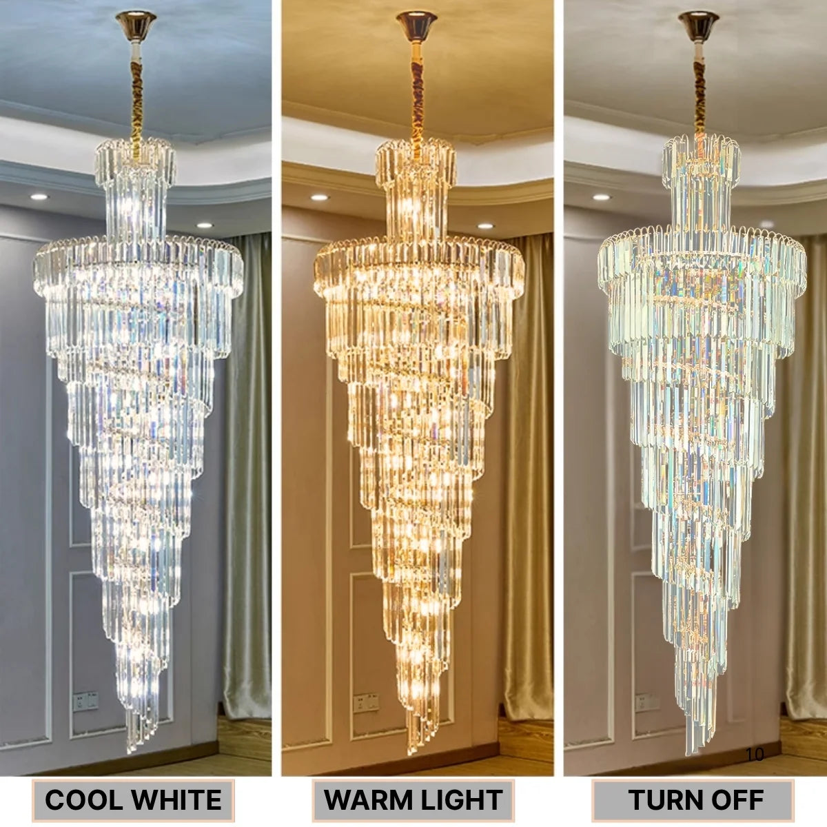 Large Villa Entrance Gold Crystal Lighting Fixtures