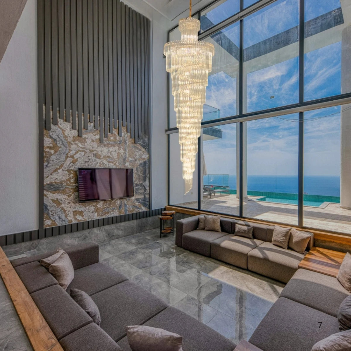 Large Villa Entrance Gold Crystal Lighting Fixtures