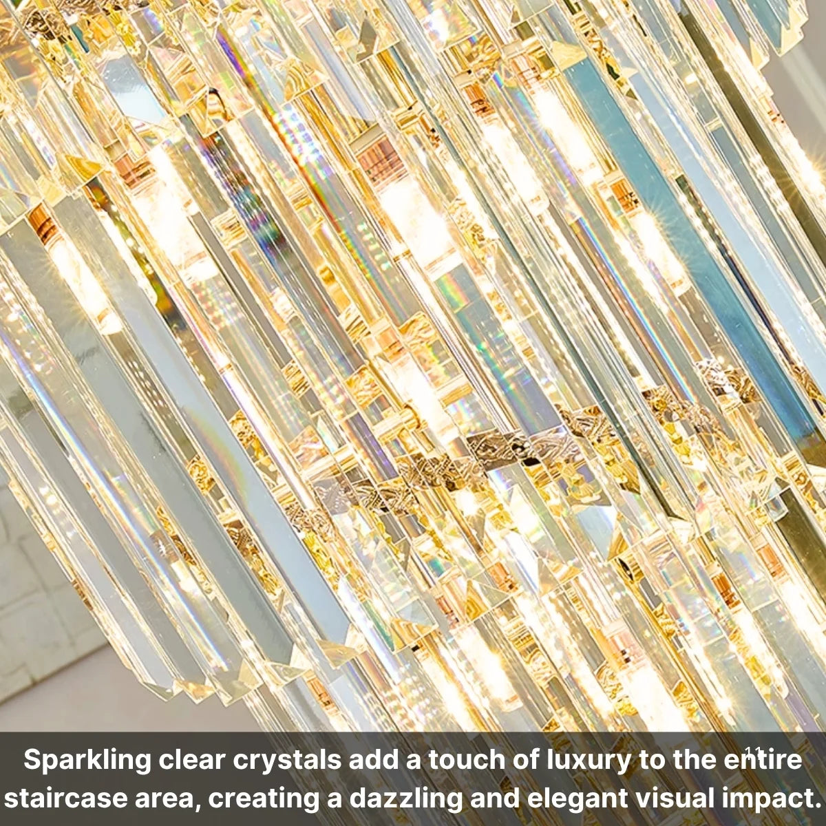 Large Villa Entrance Gold Crystal Lighting Fixtures