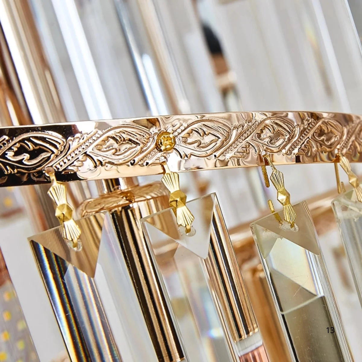 Large Villa Entrance Gold Crystal Lighting Fixtures