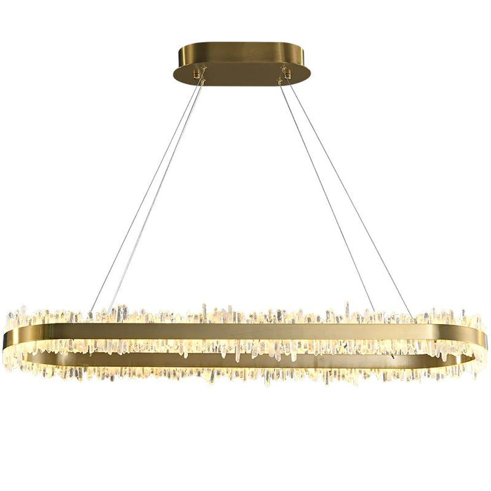 Rose Rock Crystal Oval Chandelier Elegant Lighting Fixtures