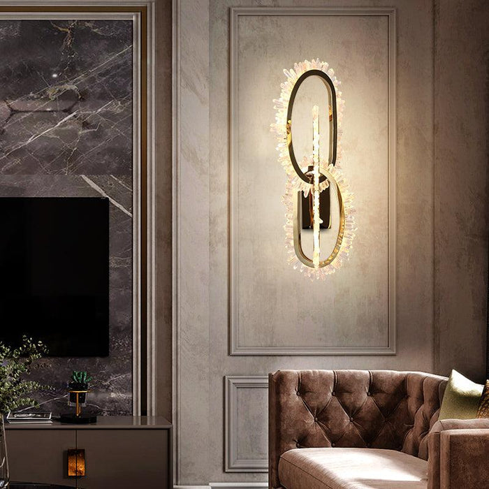 Rose Rock Crystal Wall Lamp Unique Modern Sconce Lighting